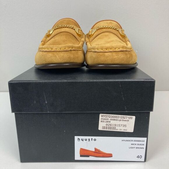 Hyusto Mick Moccasin Light Brown Mustard Yellow Suede Gold Brass Loafers‎ 40 EUR - Picture 8 of 9